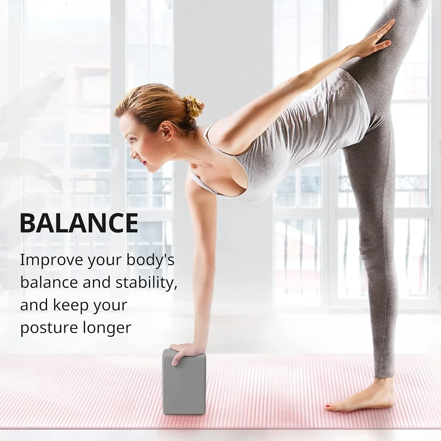 NNETM Set of 2 Premium Odor-Resistant Foam Yoga Blocks (Grey)