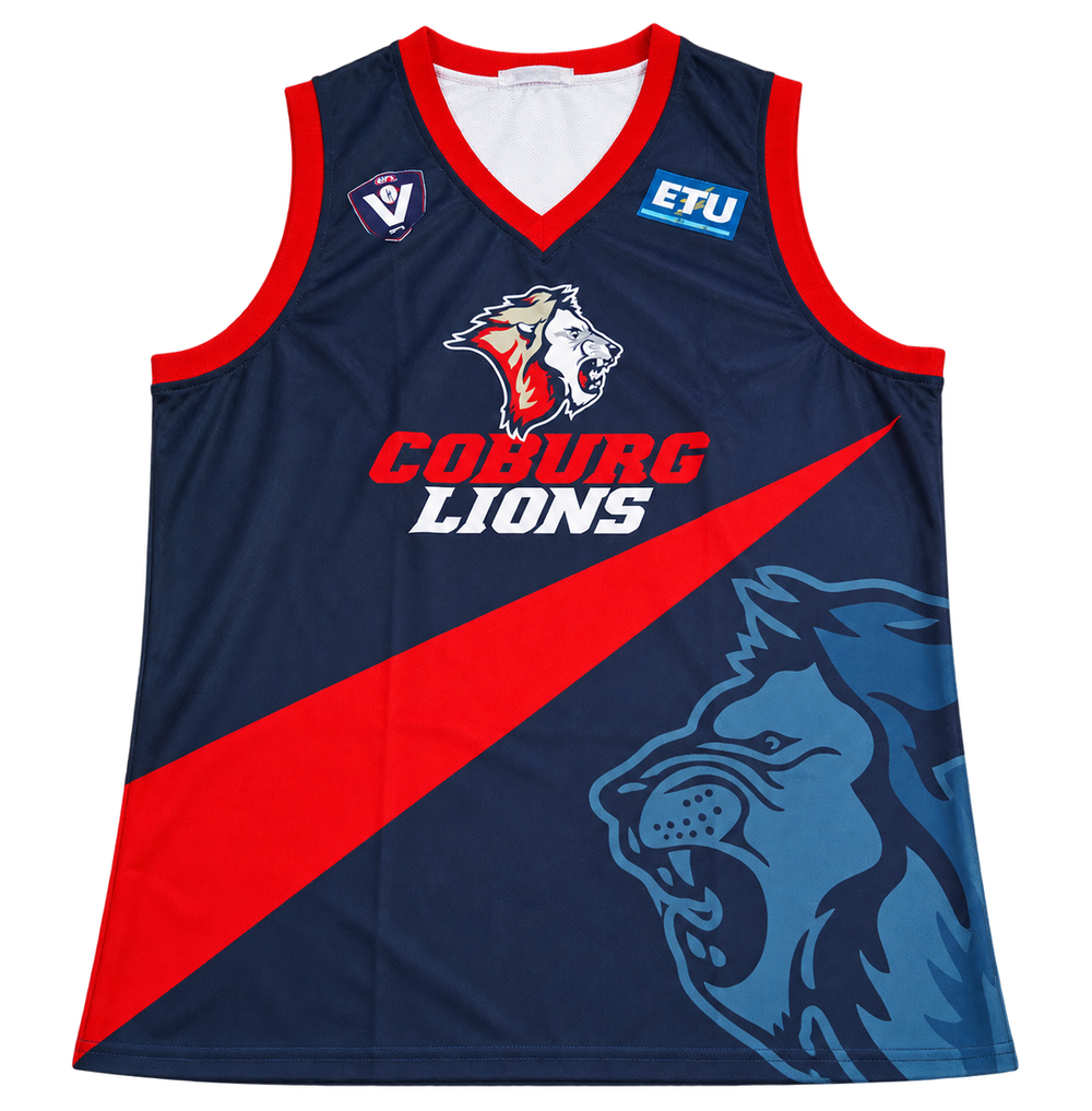 Retouched EPW Coburg Lions custom AFL guernsey