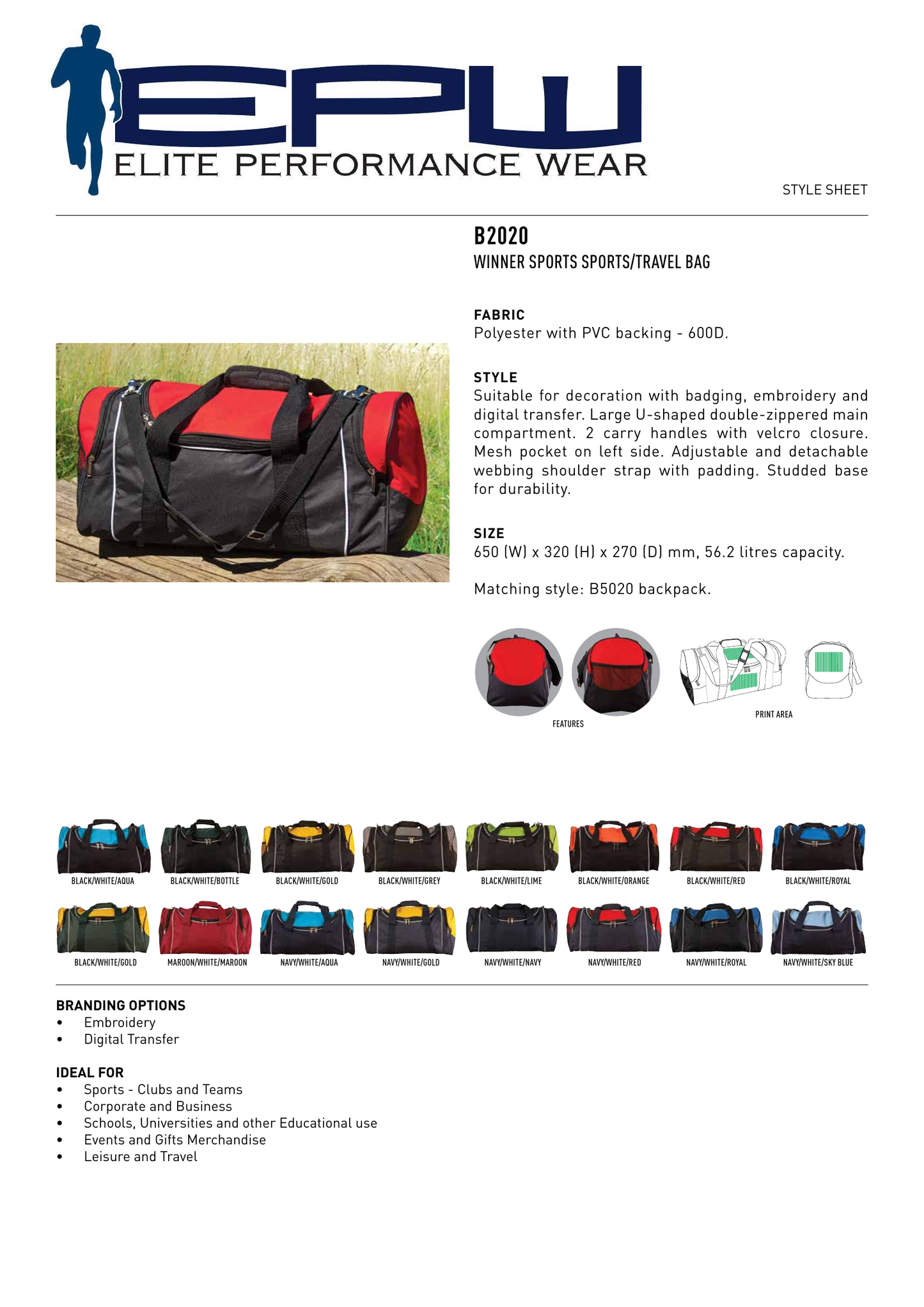 Elite Performance Wear – Sports / Travel Bag