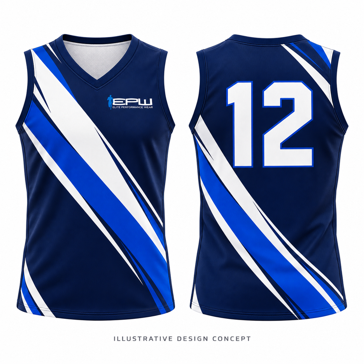 AFL Playing Guernsey (Custom Sublimated) — illustrative front and back design concept, not a production photograph