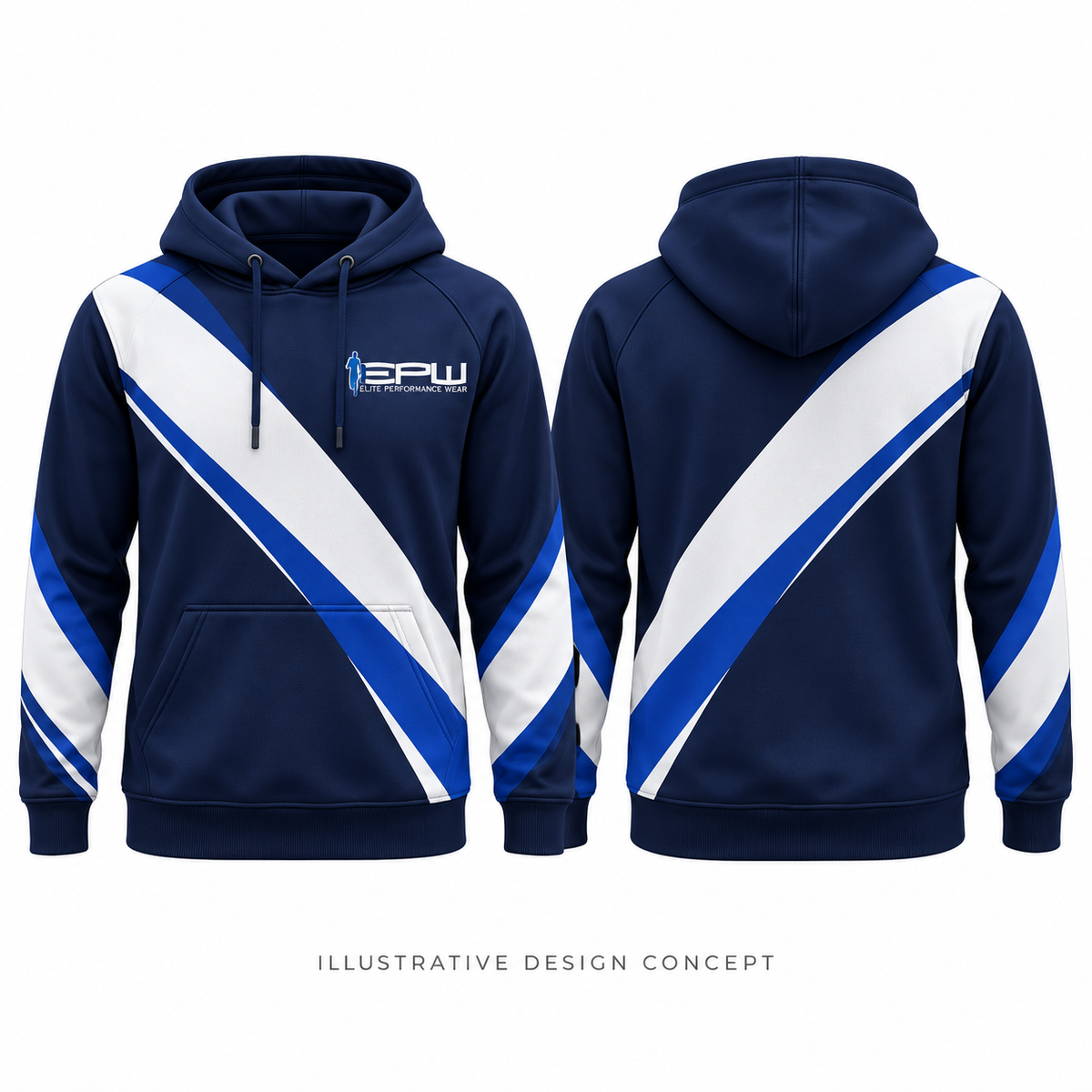 Cricket Club Hoodie (Custom Sublimated) — illustrative front and back design concept, not a production photograph
