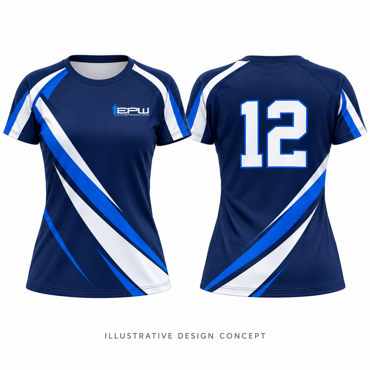 Netball Training Top (Custom Sublimated) — illustrative front and back design concept, not a production photograph